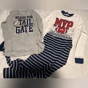 Carters football cotton pajamas and long sleeve cotton tee football